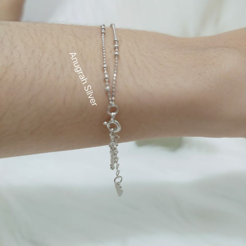 Gelang tangan wanita Jedar 2 layer model lada remaja dewasa kilau perak asli 925/Silver lapisan emas putih murni!!!