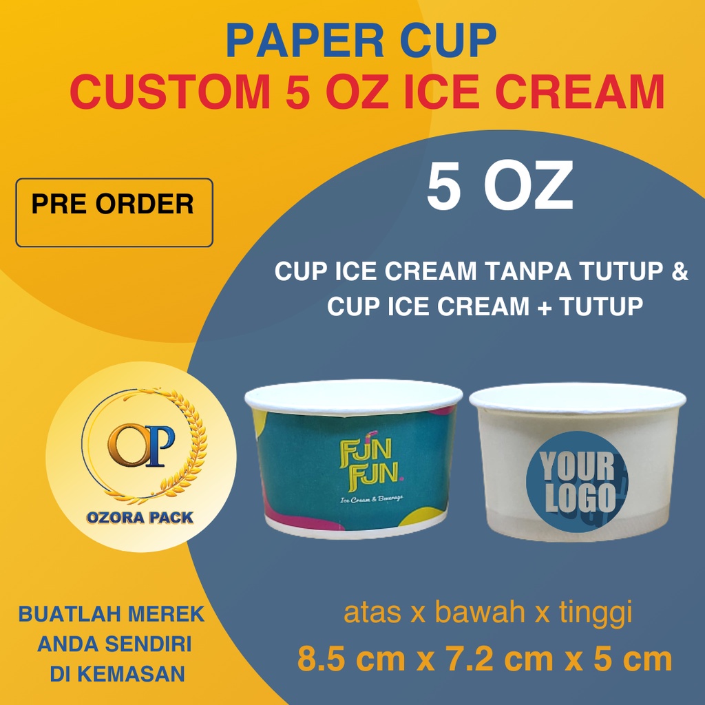 Jual Custom Printing Paper Cup Ice Cream 5 Oz / Custom Sablon Paper Cup Ice Cream 5 Oz / Cup Ice