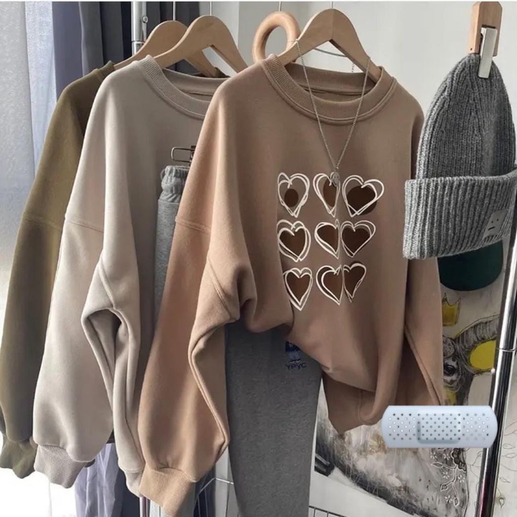 MANY LOVERS CREWNECK WEATER WANITA ALLSIZE FIT L / SWEATER TEBAL TERBARU