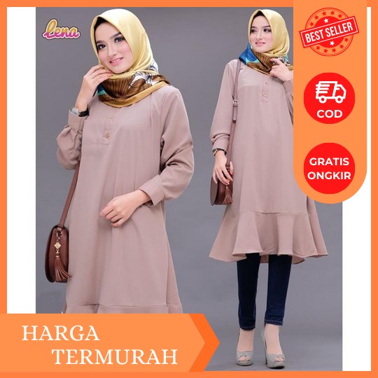 Tunik Bahan Kaos Terbaru Jumbo Import Muslim. Tunik Kekinian Original By Kalalova. Power Tunik Ld 95