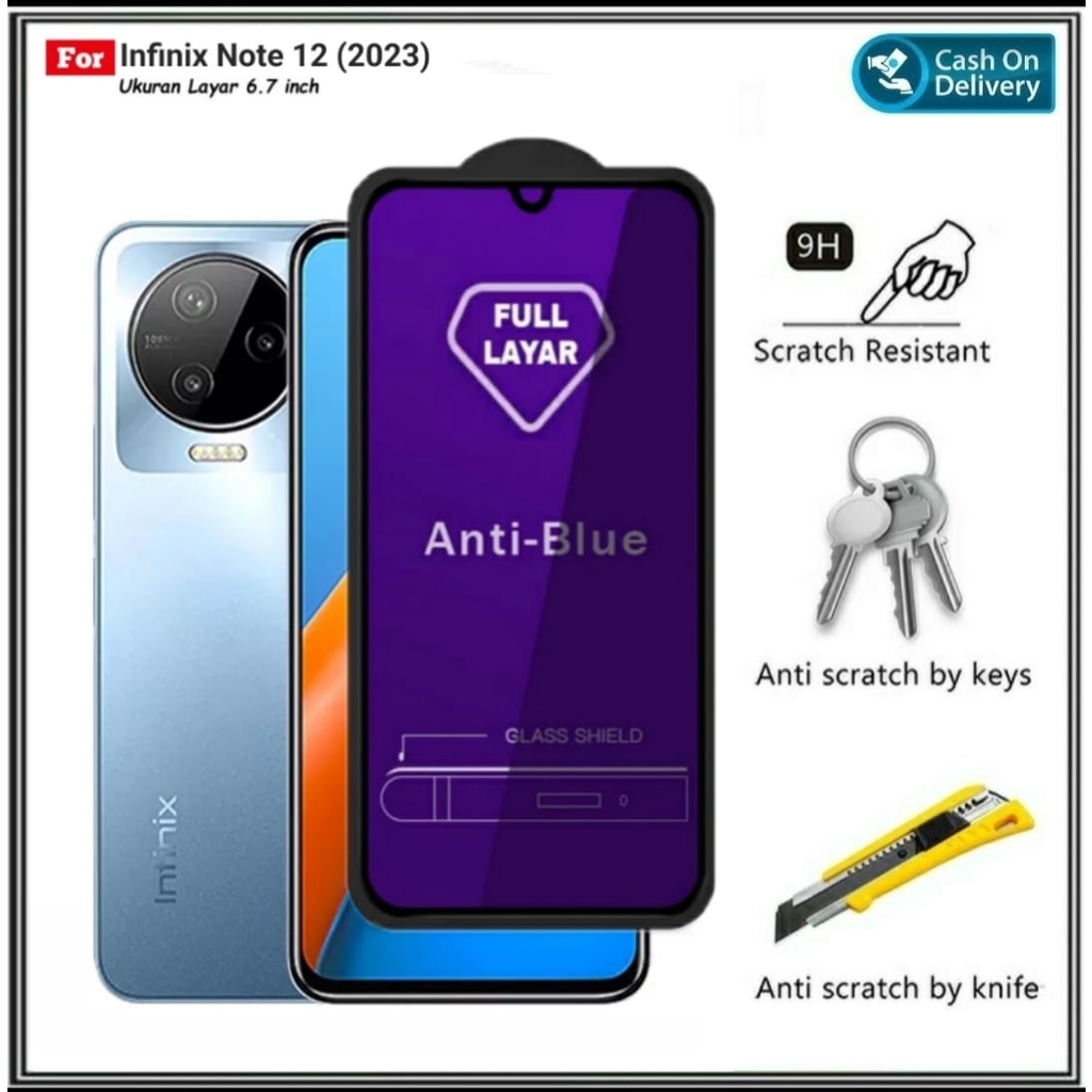 Riyanali_Shop Full Cover Tempered Glass Anti Blue Light For Infinix Note 12 2023 / 12 Pro 4G NFC / 1