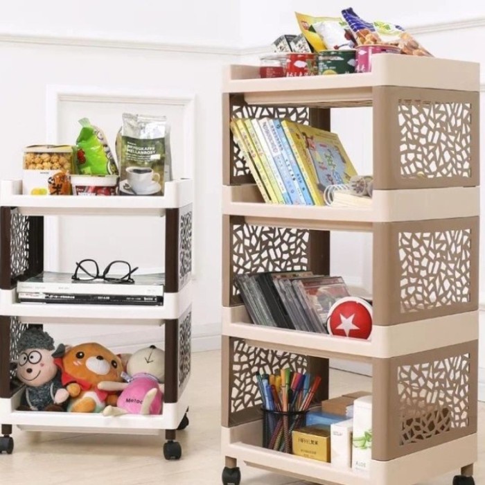 Rak Rak Dorong Yoyo Plastik Tebal 4 Susun Roda Serba Guna ( Serbaguna )