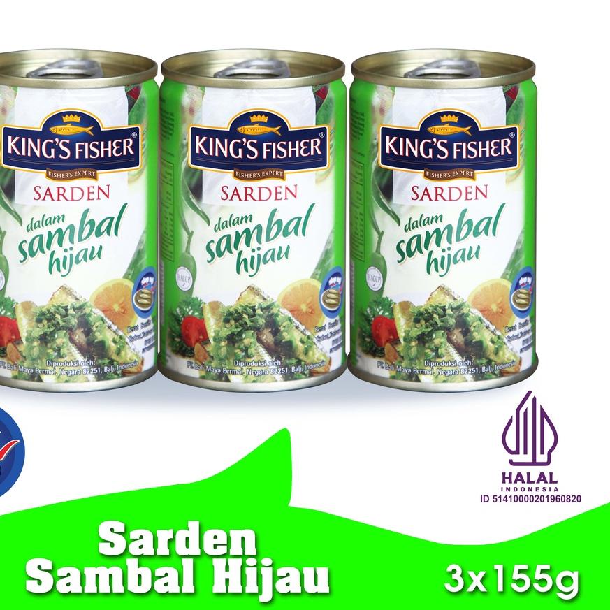 

COD[KI3]-King's Fisher Paket 3 pcs Sarden mini Sambal Hijau Makanan Kaleng 155 gr