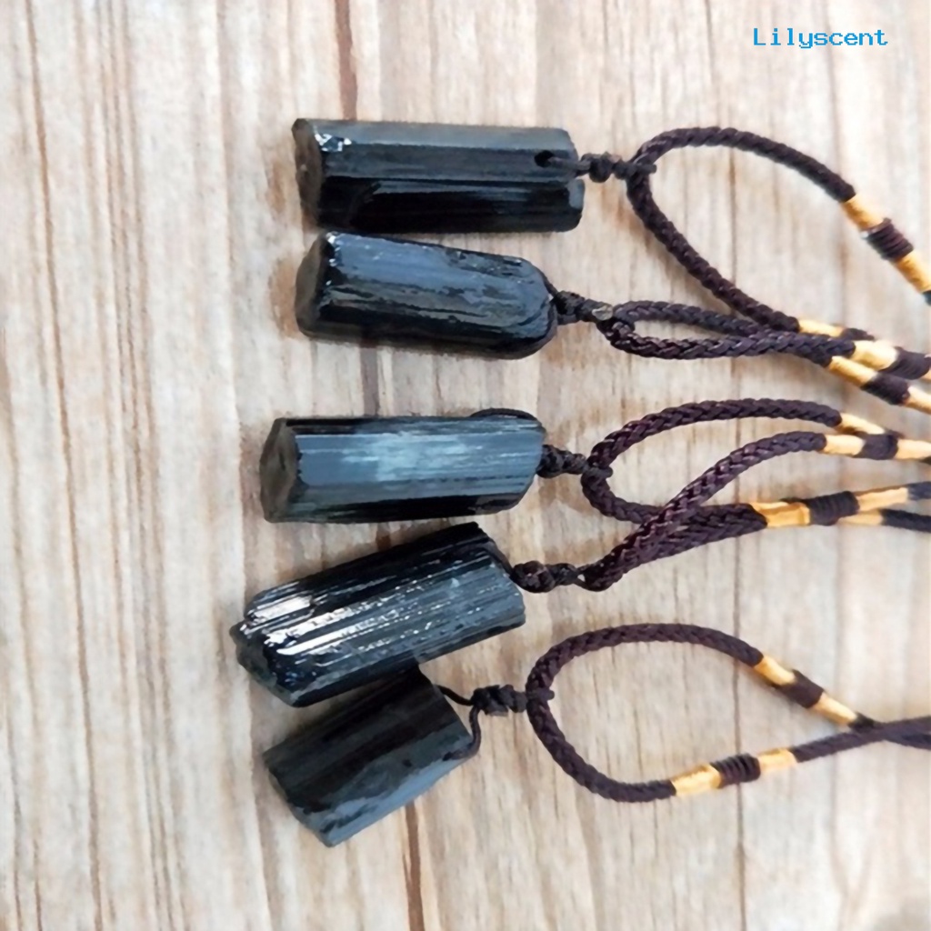 Ls Kalung Tali Faux Tourmaline Stone Pillar Pendant Fashion Perhiasan Kalung Unisex Untuk Pesta