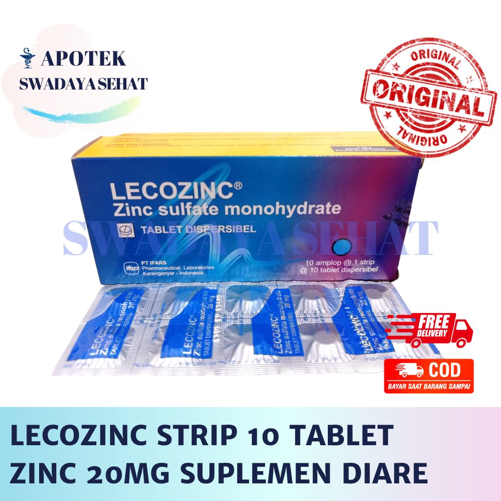 LECOZINC STRIP 10 TABLET - Zink 20mg Suplemen Diare Dehidrasi Anak Mencret Muntah