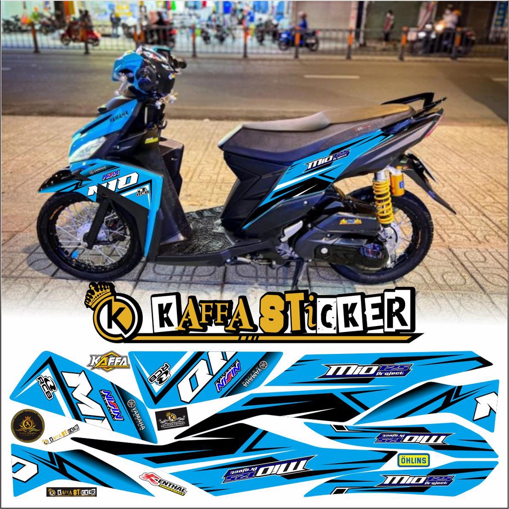 Stiker Striping MIO M3 Variasi Desain Racing List Biru Muda