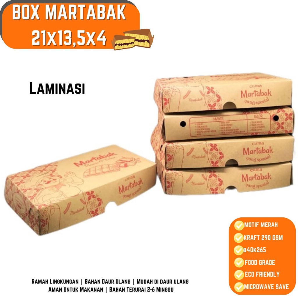 Dus Martabak Kardus Martabak Laminasi (B40K265-21X13.5X4 Cm)