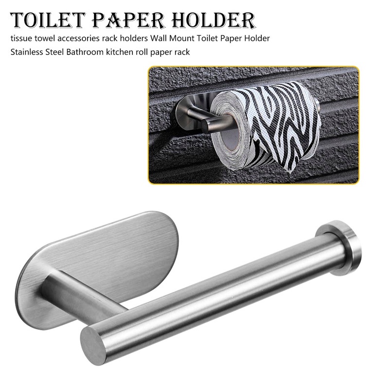 Gantungan Tempat Tisu Gulung Toilet Paper Tissue Holder Stainless Steel PREMIUM STRONG STIKER TEMPEL