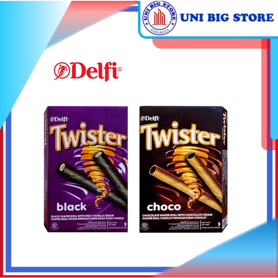 

Delfi Twister Black Vanilla - Choco Chocolate Wafer Roll Coklat 35 gr BOX