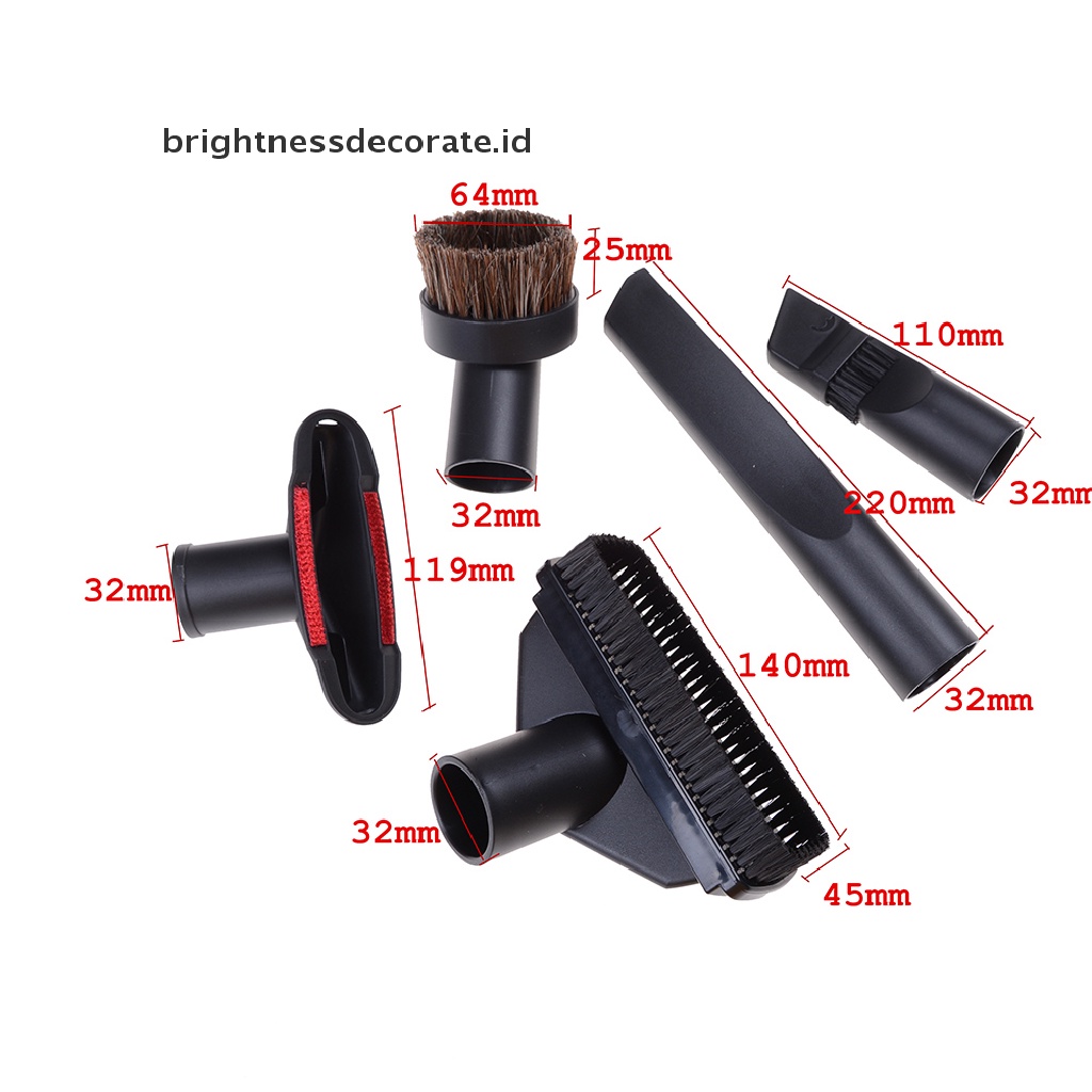 [Birth] 32mm Vacuum Cleaner Brush Nozzle Rumah Dusg Celah Tangga Tool Kit 5in1 Bagian [ID]