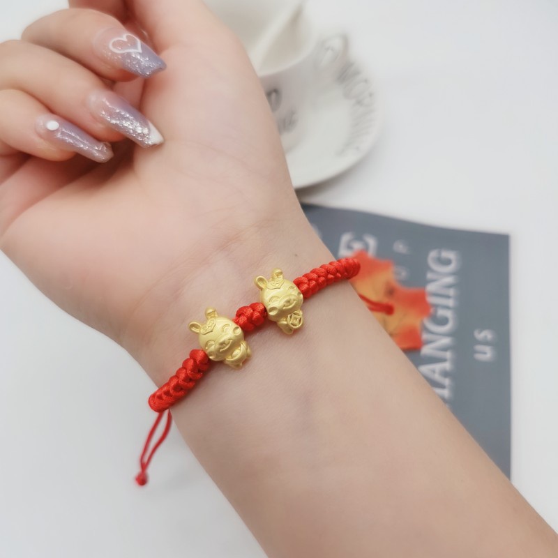 Fashion Kelinci Merah Tali Gelang Tahun Takdirmu Tahun Kelinci Berdoa Braided Adjustable Bracelet