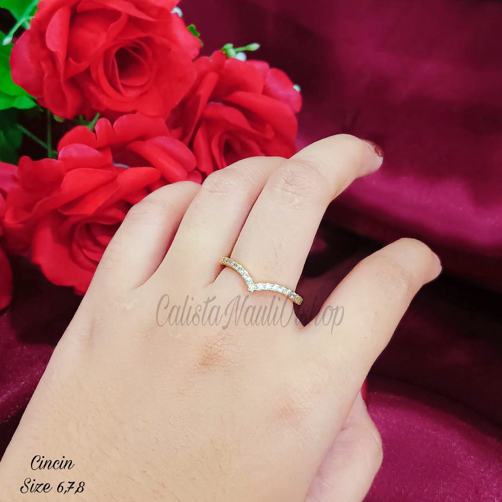 GELANG BANGKOK+CINCIN  TITANIUM VUJI PERMATA ZIRCON PERHIASAN EMAS KOREA ANTI KARAT DAN ANTI LUNTUR