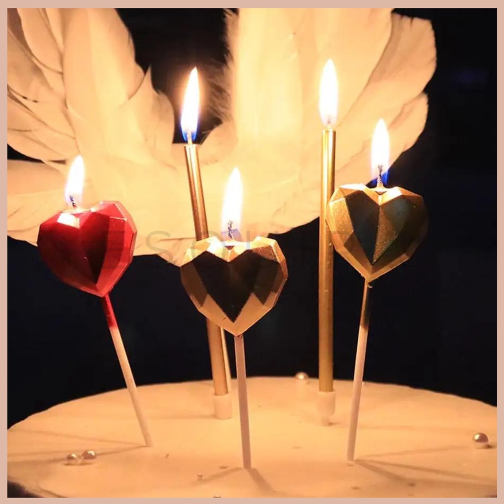 Metalic Heart Candle / Lilin Ulang Tahun Love / MH-95