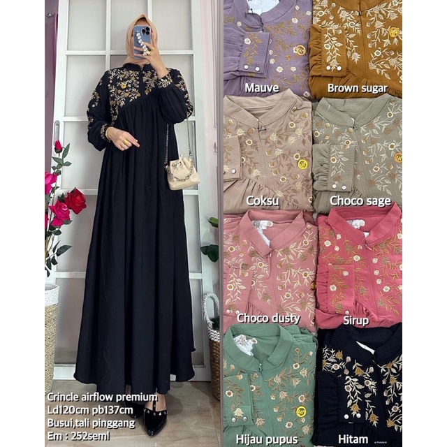 gamis emos full bordir 252