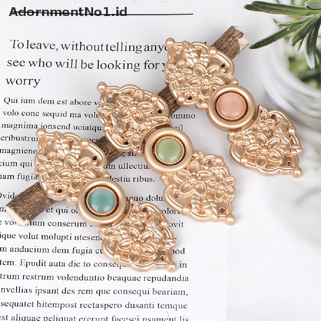 [AdornmentNo1] 2pasang Kancing Simpul Cina Cheongsam Vintage Metal Opal Button Garment Dekorasi [ID]