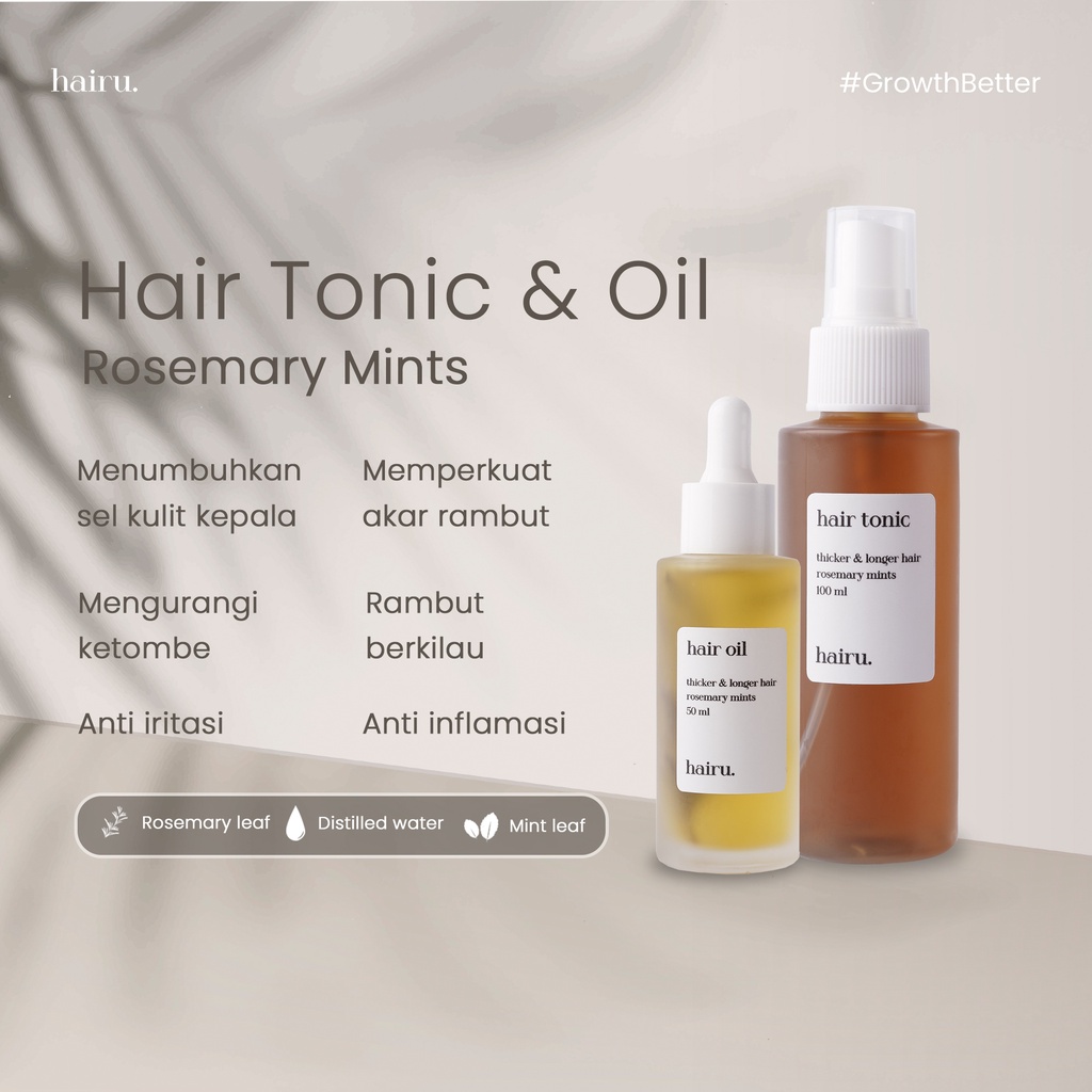 HAIRU HAIR TONIC &amp; OIL by dr. Aghni Haircare Penumbuh Rambut Anti Rontok Hairloss Vegan Hair Growth Tonic Spray Oil Mask