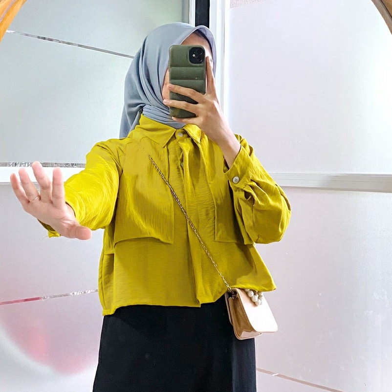 Blouse Lengan Balon Atasan Crinckle Kemeja Hanna Wanita