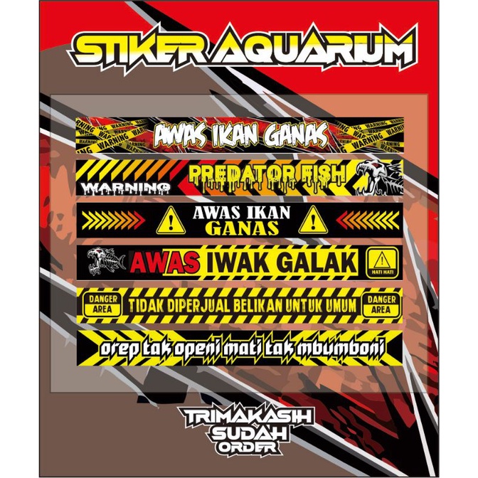 Jual Stiker Aquarium Murah Anti Air Stiker Predator Stiker Awas Ikan