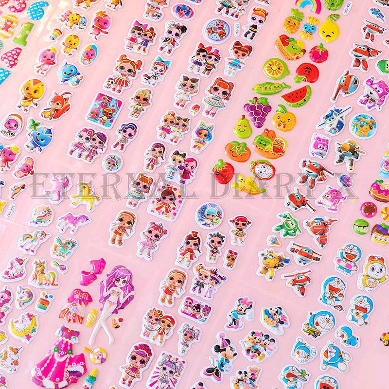 

Stiker 3D timbul/Stiker anak motif kartun/karakter isi 12kar