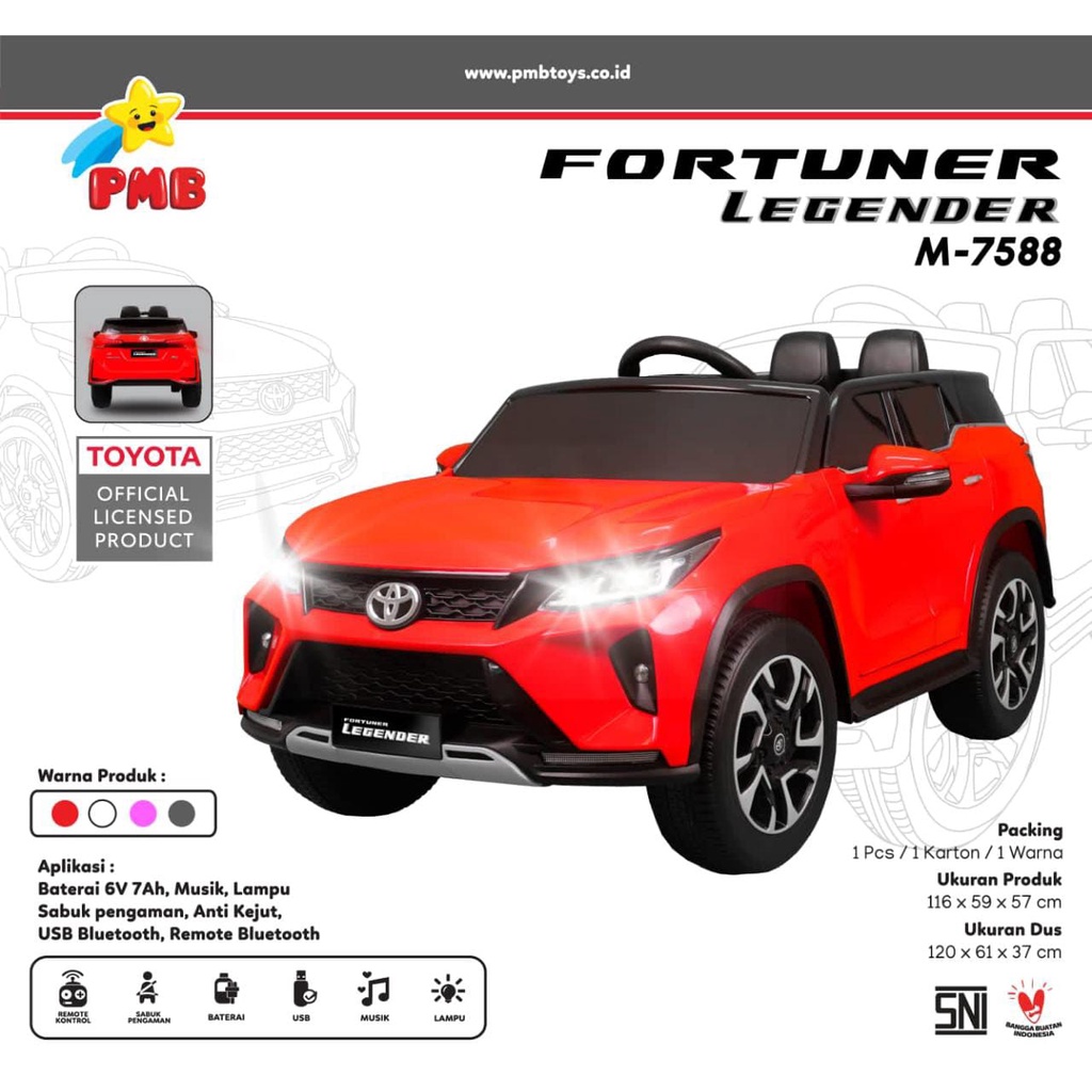 Mobil aki Fortuner M 7588 / mainan mobilan anak / mobil mobilan anak / Mobil cas di gas / mobil char