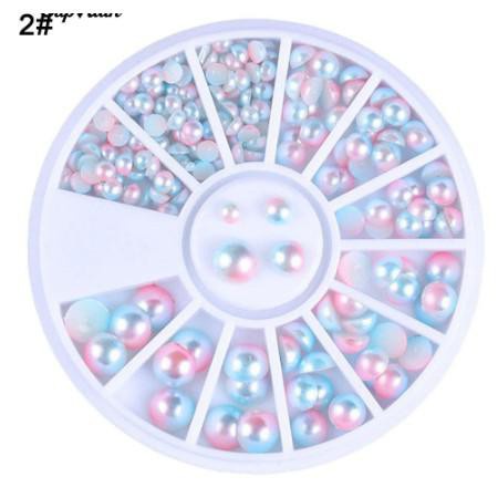 Roda Pearl / Halfpearl Manik-manik Mutiara Imitasi Gradient Flat Bottom Studs Nail Art 3D