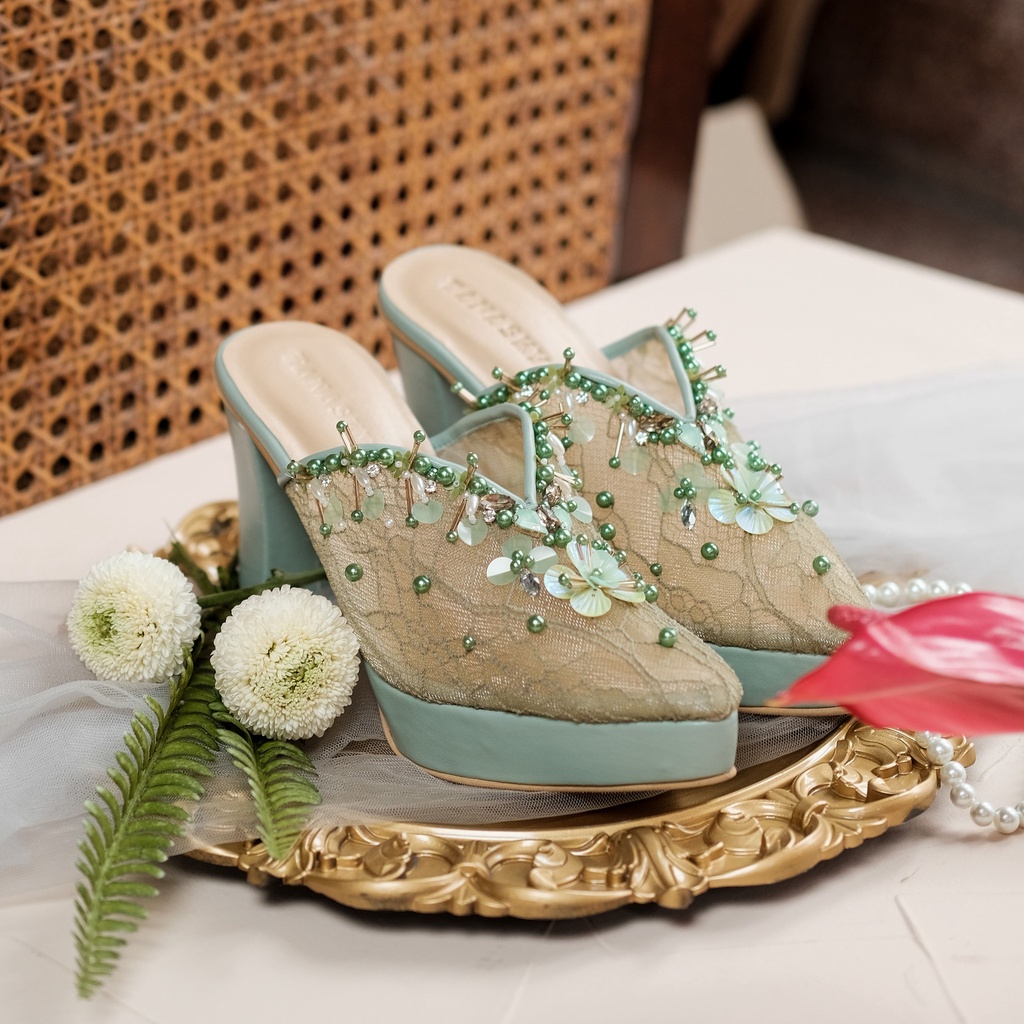 TANASKY - MARLINA SAGE GREEN PLATFORM - Sepatu Heels Wanita 9cm - Wedding Shoes