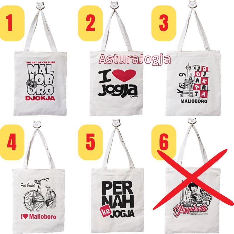 ASTURAJOGJA Totebag Tas Jogja Kain Blacu Souvenir Oleh Oleh Khas Malioboro