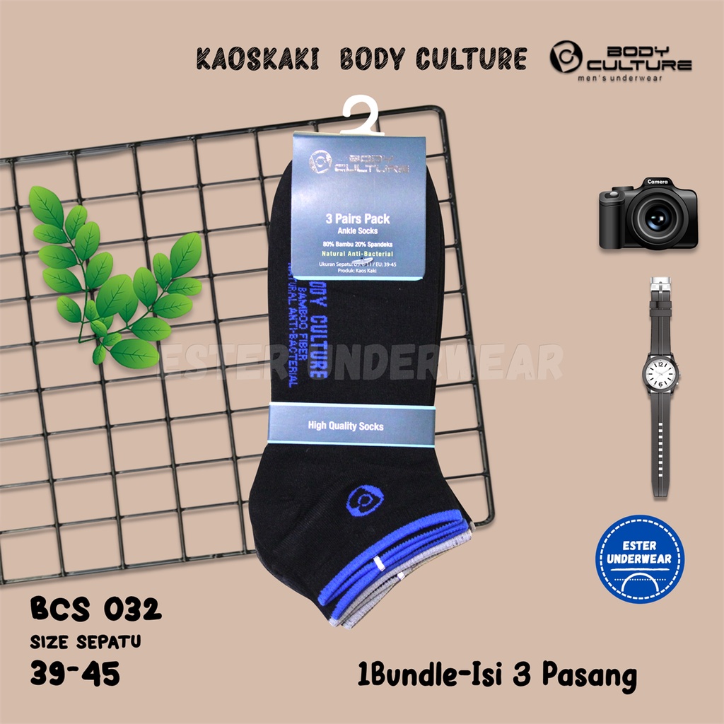 Kaos kaki Ankle Sock Body Culture  BCS032 Bundle Isi 3 Pasang