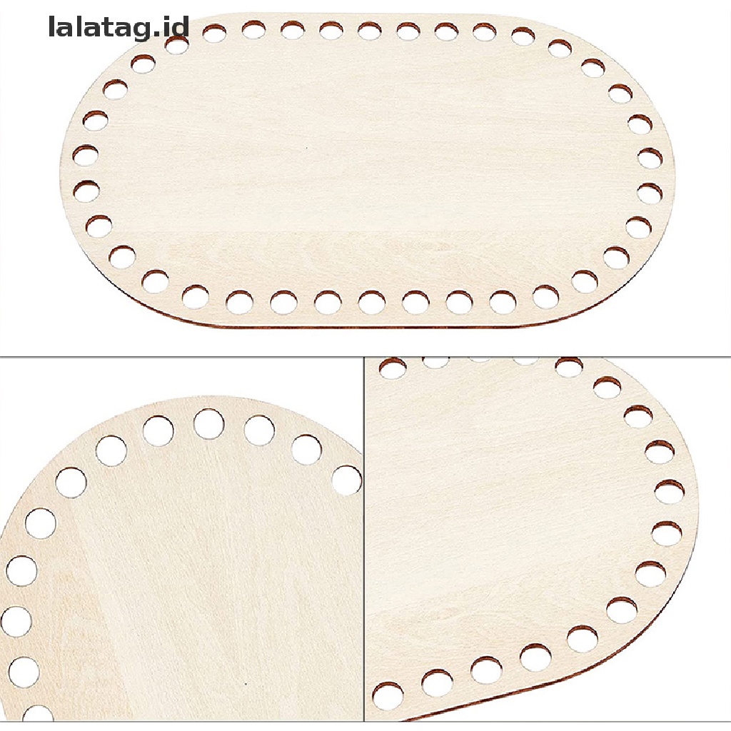 [lalatag] 3pcs/set Keranjang Alami Bawah Oval Kosong Solid Crochet Basket Alas Kayu [ID]