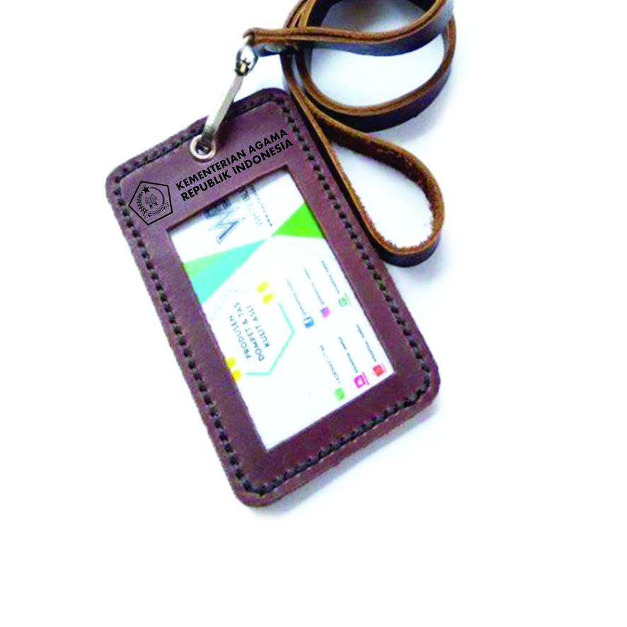ン Name Tag Id Kulit Asli Logo Kemenag Warna Coklat Garansi 1 Tahun - Card Holder Kulit Asli Promo
