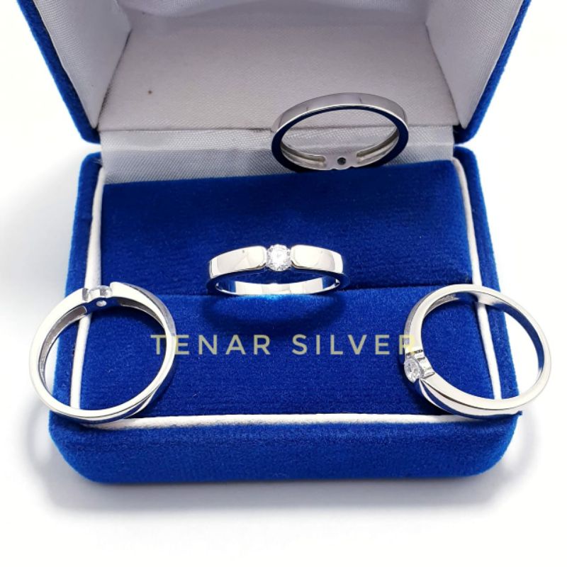 Cincin Pria Cincin Wanita Silver 925 Lapis Emas Putih - Cincin Perak Antikarat