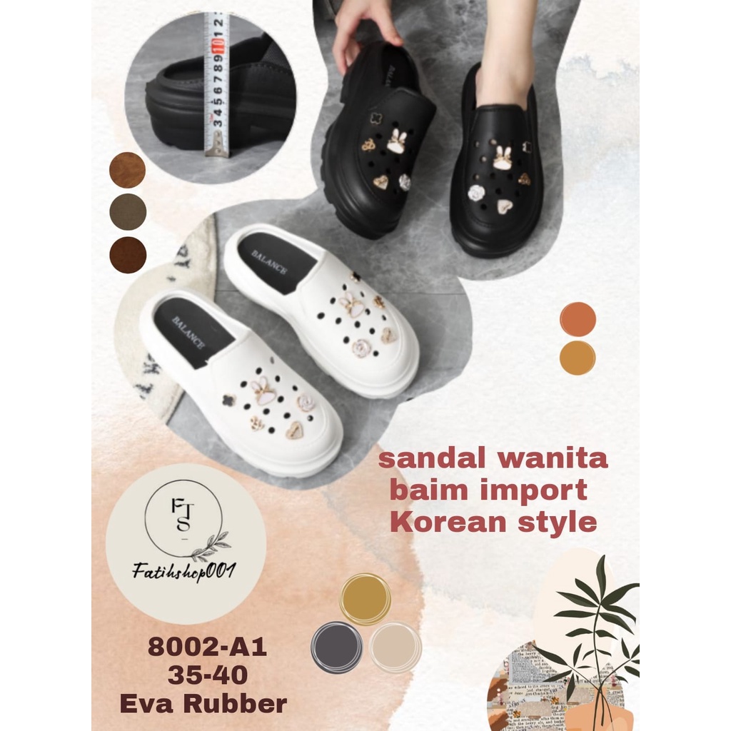 Sandal baim wanita selop wedges fashion korea 8002-A1 / 8002-A2 (35-40) Sandal import terbaru &amp; termurah