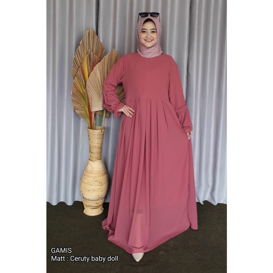 BAJU GAMIS PEREMPUAN BAHAN CERUTY BABYDOLL POLOS FULL PURING