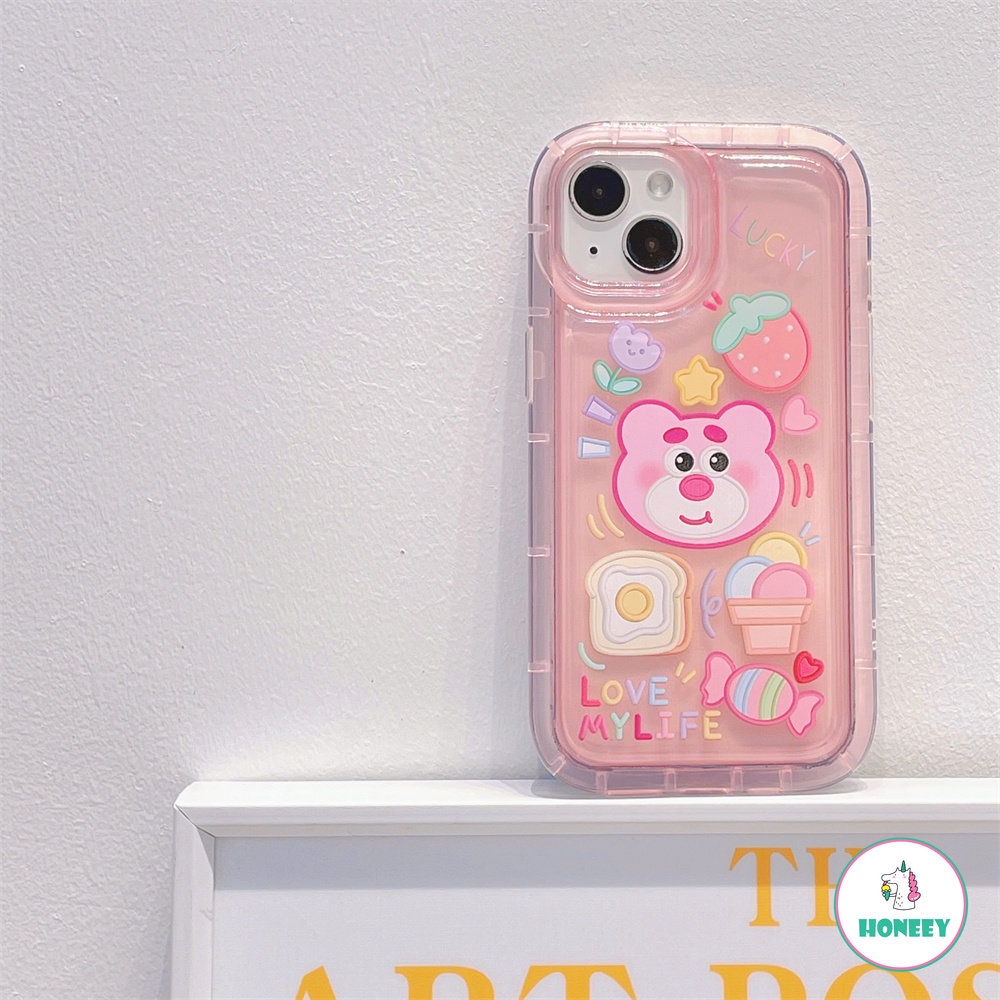 Soft Case TPU Transparan Anti Ketukan Motif Strawberry Untuk IPhone 14 13 12 11 Pro Max