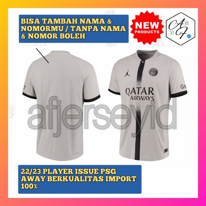 ⭐BISA COD⭐ PLAYER Psg Away 2022/2023 Jersey Bola Home Third Baju Bola Sepak Bola - S