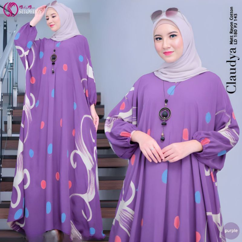 Kaftan Wanita - Claudya Kaftan Kondangan Size Jumbo Motif Batik Kuas Lukis Handmade Busui Resleting Lengan Panjang Rayon Premium