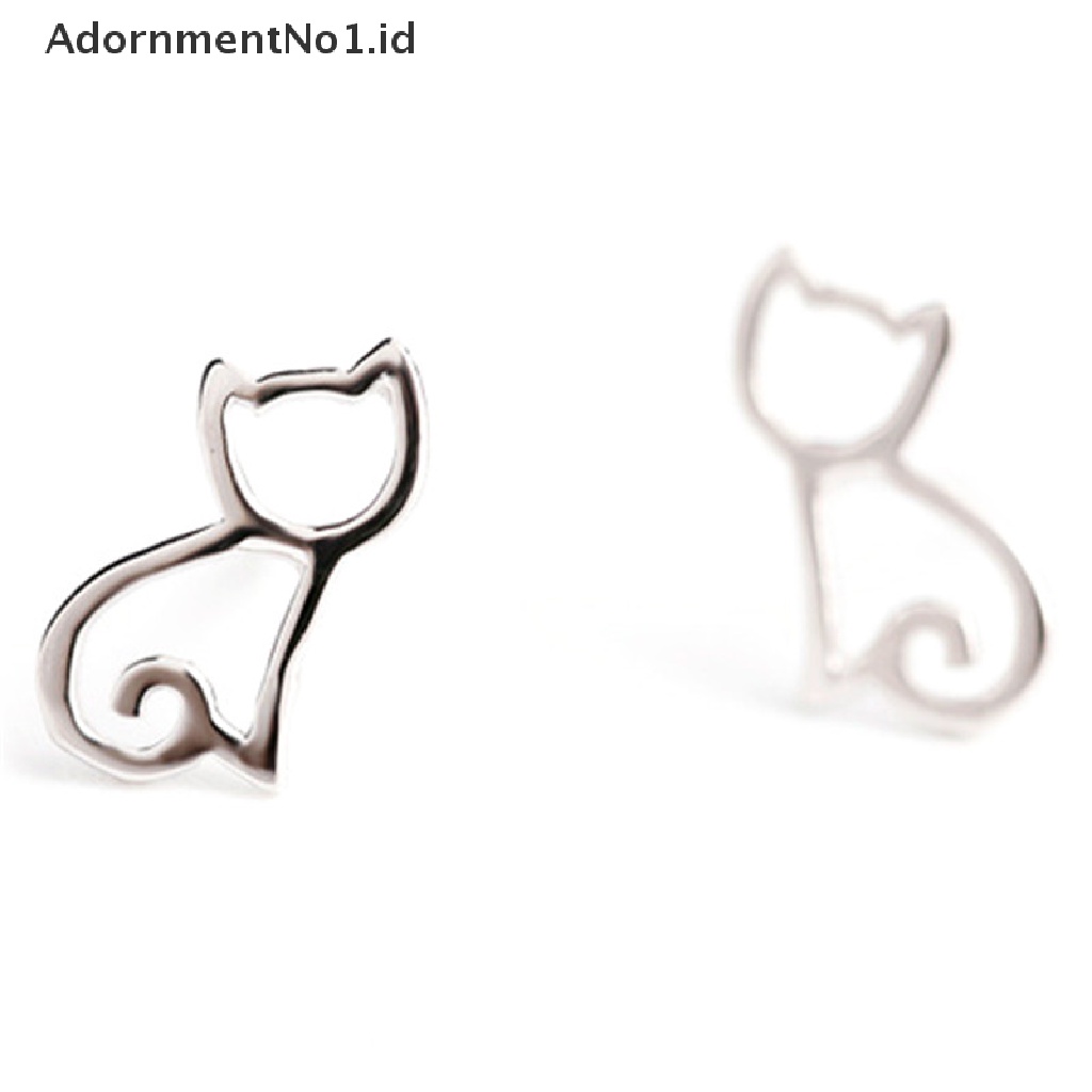 [AdornmentNo1] Indah Wanita Gadis Lucu Perak Anting Hewan Telinga Kucing Stud Earrings Perhiasan Hadiah [ID]