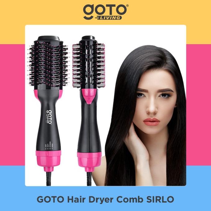 Goto Sirlo Hair Dryer Comb Sisir Blow Pelurus Curly Pengering Rambut