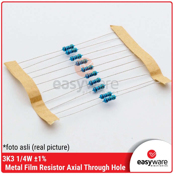 Resistor 3K3 Ohm 1/4W 1% Metal Film Resistor 3.3K Axial 0.25 Watt