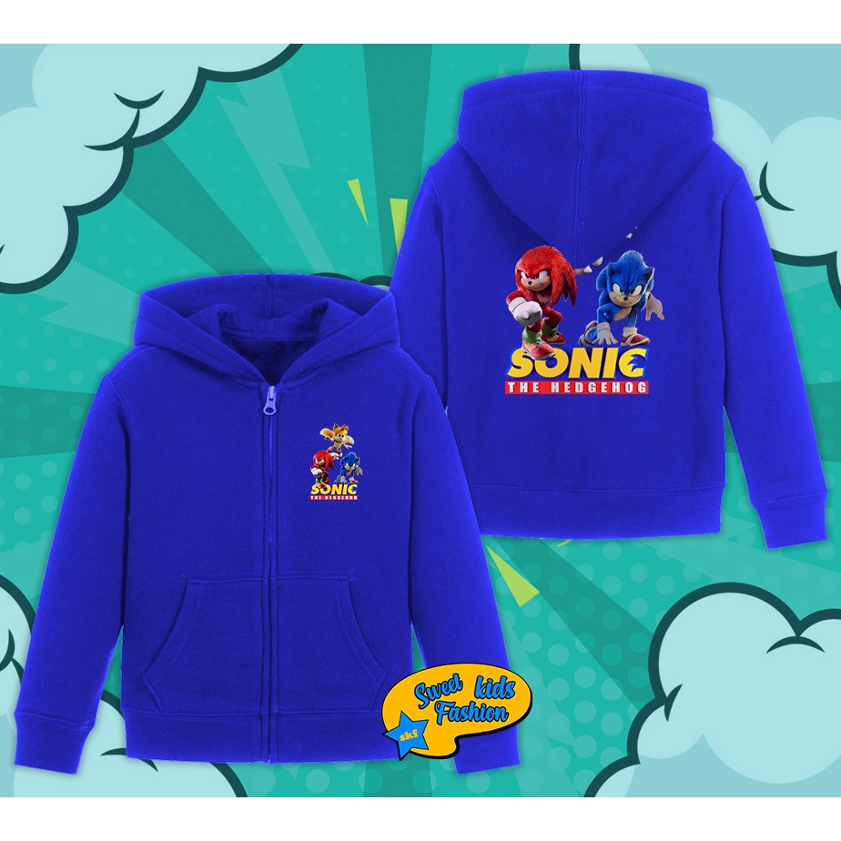 Hoodie Zipper Anak Sonic The Hedgehog Jaket Zipper Hoodie Anak Sonic The Hedgehog
