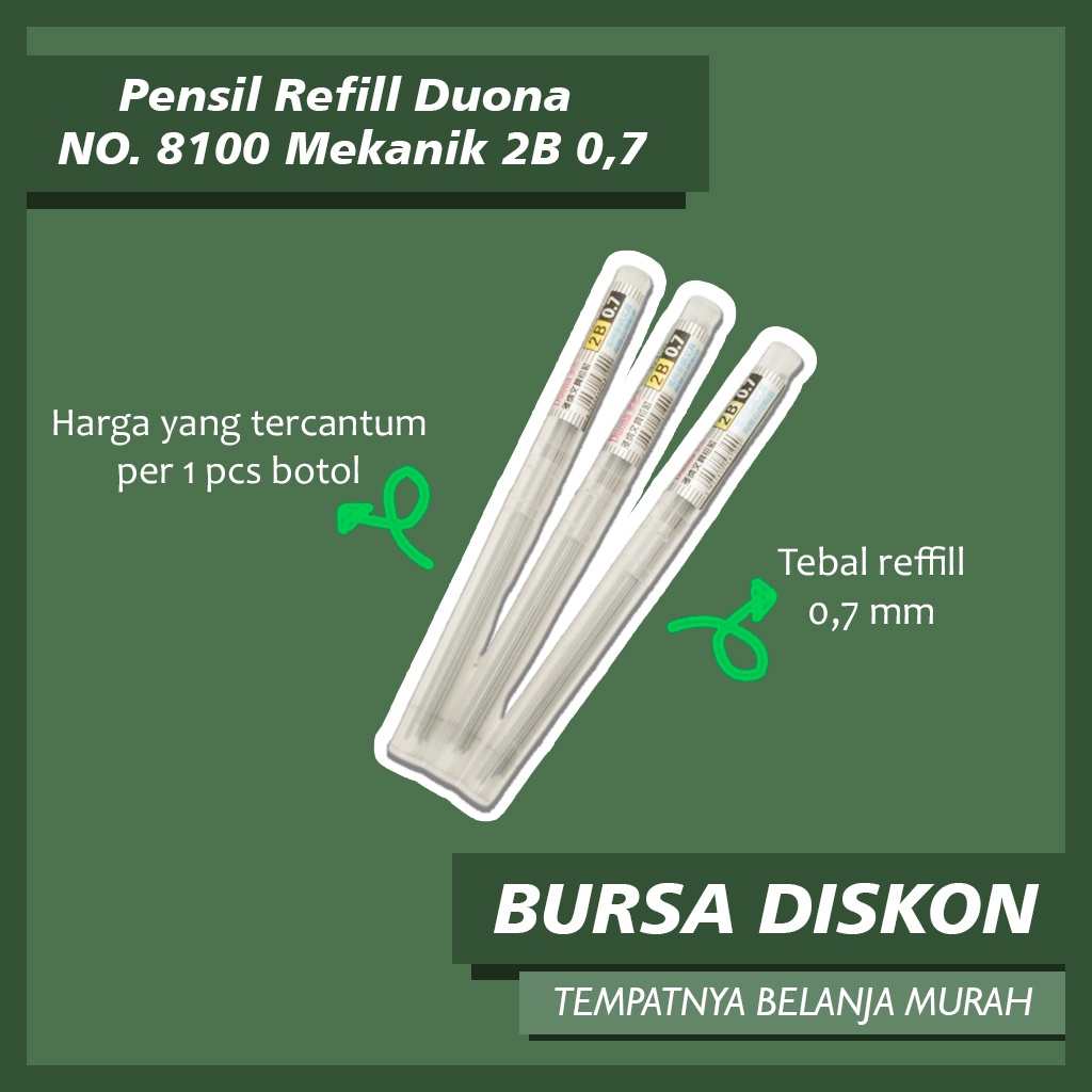

Reffil Pensil Mekanik Duona No.8100 2B 0,7mm Isi Pencil Mechanical