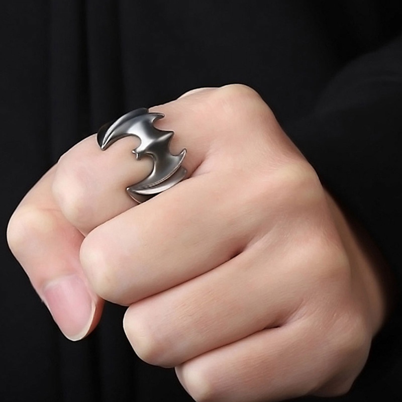 Vintage Bat Rings Pria Dan Wanita Halloween Aksesoris Populer Perhiasan Rock Hip Hop Lokomotif Ring