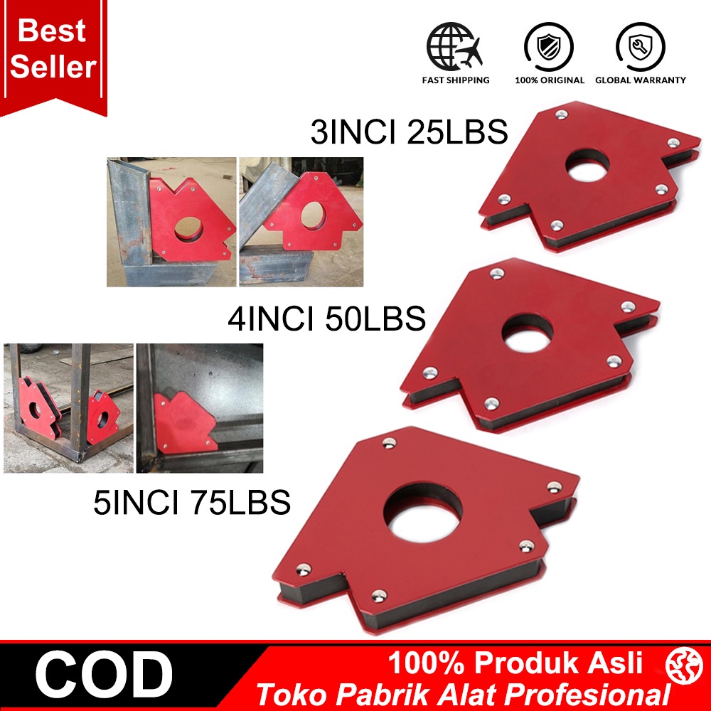 PROMO COOFARI Siku Las Magnet sedia ukuran 5 inchi 4 inchi 3 Inch Magnetic Welding Holder set tukang las