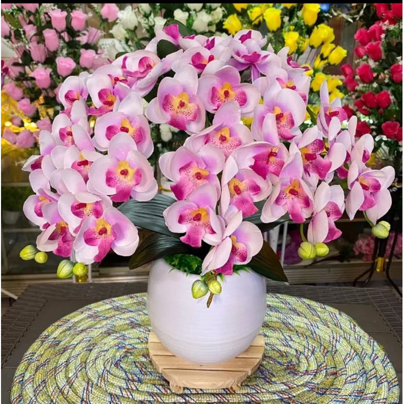 BUNGA ANGGREK KAIN CABANG 5 / ANGGREK PALSU