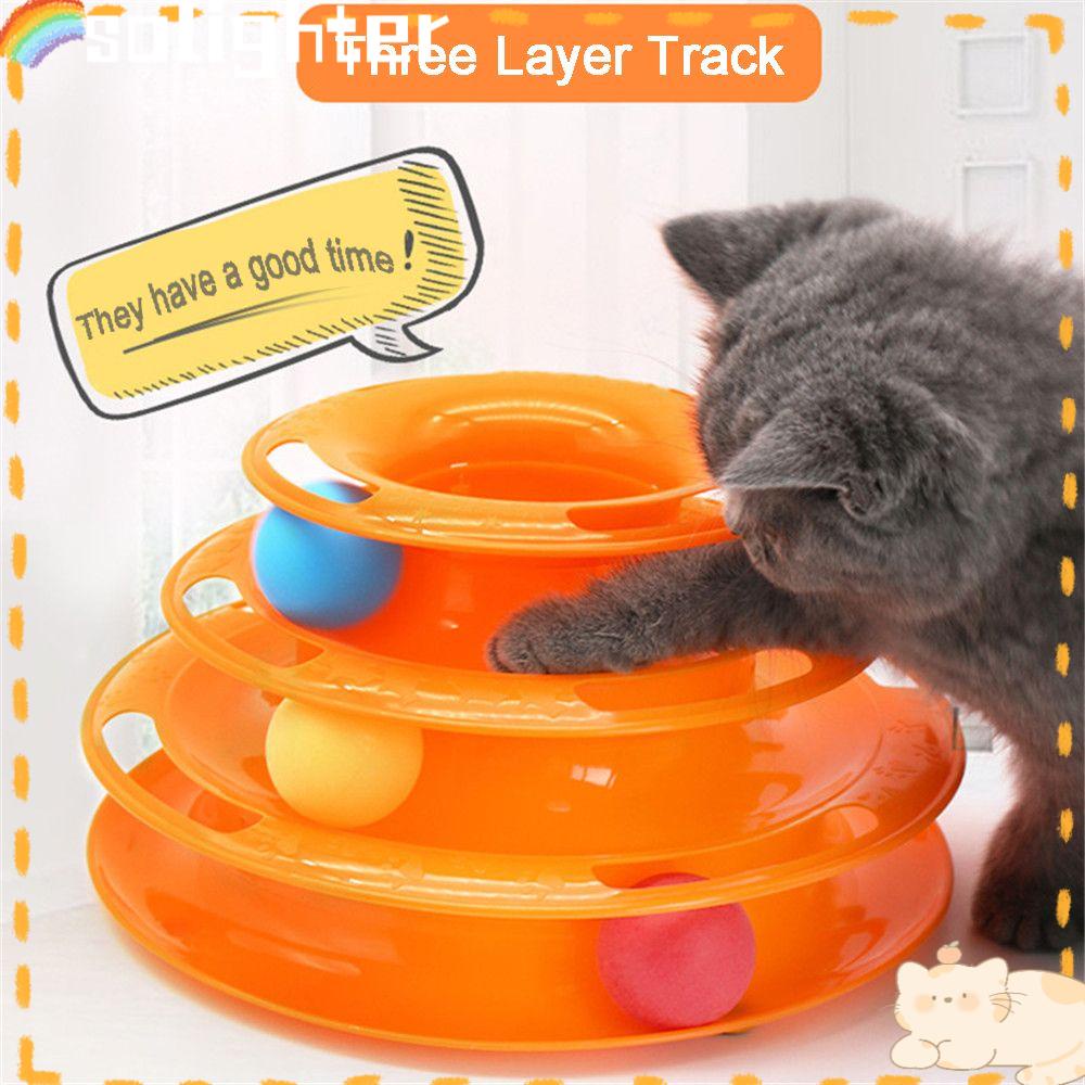 Solighter Tower Mainan Kucing Track Interaktif Mainan Pets Training Roller Balls Toys