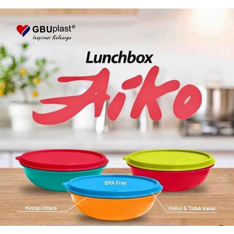 GBU Plast Aiko Kotak Makan 3 Sekat BPA Free Food Grade Lunch Box
