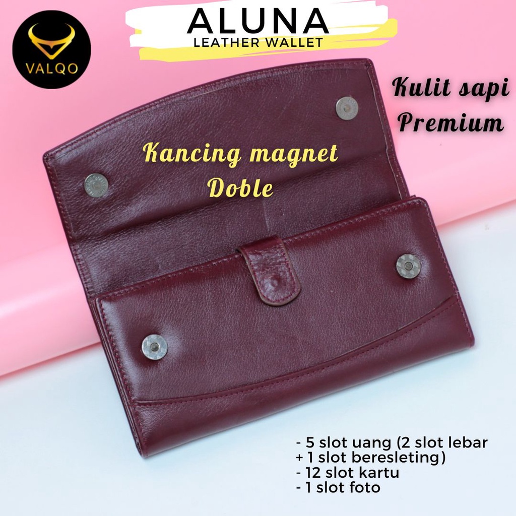 [VALQO] ALUNA Dompet kulit Kulit Sapi Dompet Wanita perempuan Dompet Panjang Dompet Kartu