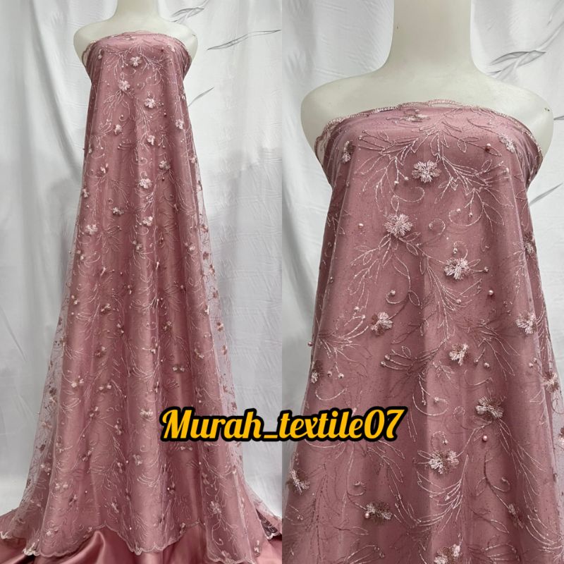 Kain Bahan Tille Akar Mutiara/ Bahan Kebaya Brokat Tulle