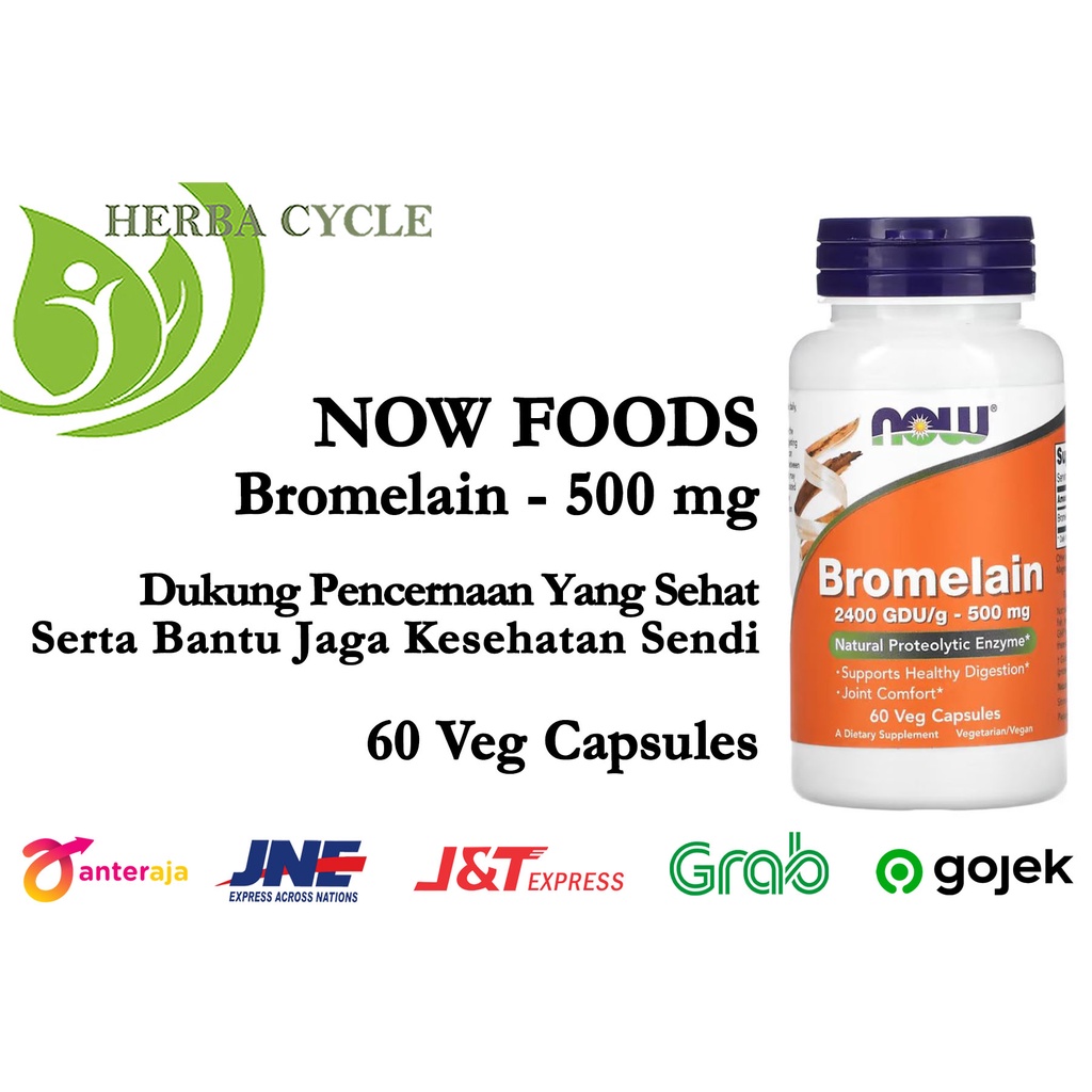 Now Foods Bromelain 500 mg 60 VegCaps Lancarkan Pencernaan Now Bromelain Ori USA