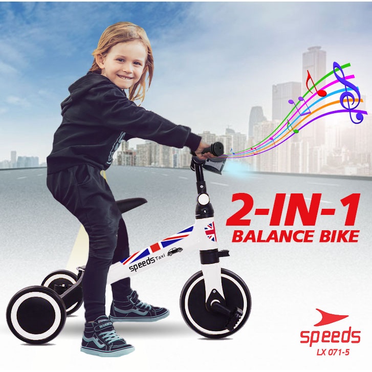 SPEEDS Balance Bike 2-in-1 Sepeda Anak Mainan Roda Ride Push Bike Keseimbangan Trendy 071-5
